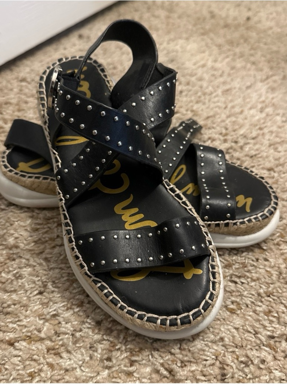 Sam Edelman Women's Studded Black Leather Sandals